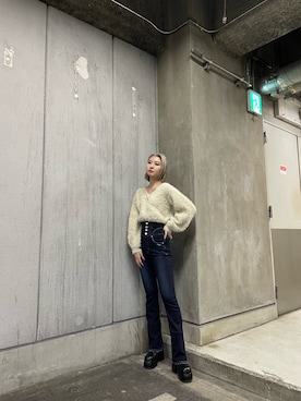 「EMODA（エモダ）のアイテム（ニット/セーター）」を使った、武島マリアさん（レディース・157cm）の冬コーディネート