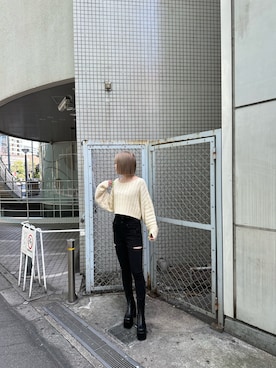 「EMODA（エモダ）のアイテム（ニット/セーター）」を使った、武島マリアさん（レディース・157cm）の冬コーディネート