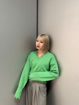 「EMODA（エモダ）のアイテム（ニット/セーター）」を使った、武島マリアさん（レディース・157cm）の冬コーディネート