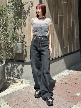 「EMODA（エモダ）のアイテム（サンダル）」を使った、武島マリアさん（レディース・157cm）の夏コーディネート