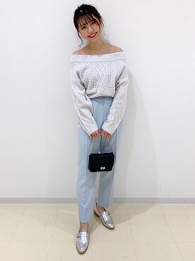 「MERCURYDUO（マーキュリーデュオ）のアイテム（パンツ）」を使った、浅川晴香さん（レディース・160cm）の冬コーディネート