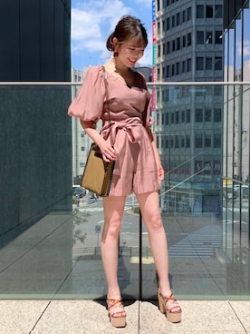 「MERCURYDUO（マーキュリーデュオ）のアイテム（ショルダーバッグ）」を使った、浅川晴香さん（レディース・160cm）の夏コーディネート