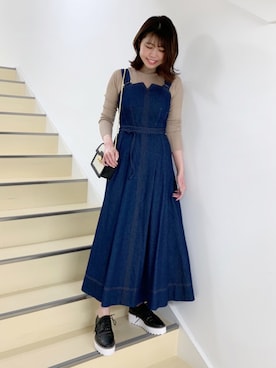 「MERCURYDUO（マーキュリーデュオ）のアイテム（その他シューズ）」を使った、浅川晴香さん（レディース・160cm）の春コーディネート
