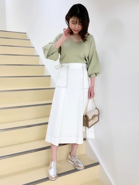 「MERCURYDUO（マーキュリーデュオ）のアイテム（その他シューズ）」を使った、浅川晴香さん（レディース・160cm）の春コーディネート
