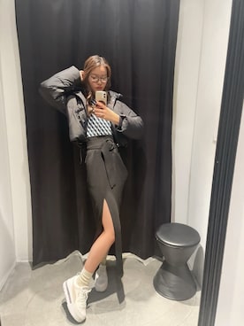 「MURUA（ムルーア）のアイテム（ダウンジャケット/コート）」を使った、井出こころさん（レディース・167cm）の秋コーディネート