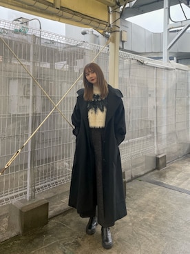 「MURUA（ムルーア）のアイテム（ダウンジャケット/コート）」を使った、桂束咲さん（レディース・170cm）の冬コーディネート