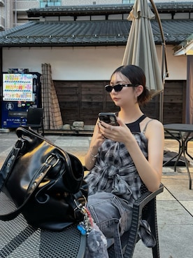 「MURUA（ムルーア）のアイテム」を使った、桂束咲さん（レディース・170cm）の夏コーディネート