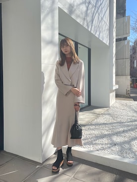 「MURUA（ムルーア）のアイテム（テーラードジャケット）」を使った、桂束咲さん（レディース・170cm）の冬コーディネート