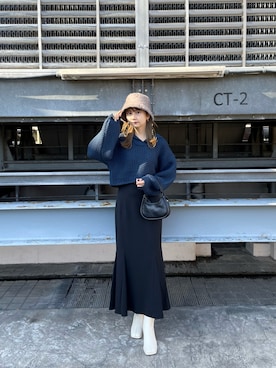 桂束咲さん（レディース・170cm）の冬コーディネート