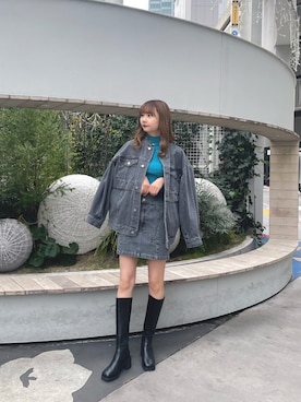 「MURUA（ムルーア）のアイテム（その他シューズ）」を使った、桂束咲さん（レディース・170cm）の冬コーディネート