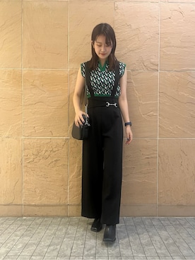 「#ワイドパンツ」｜三木田真澄さん（レディース・159cm）の夏コーディネート