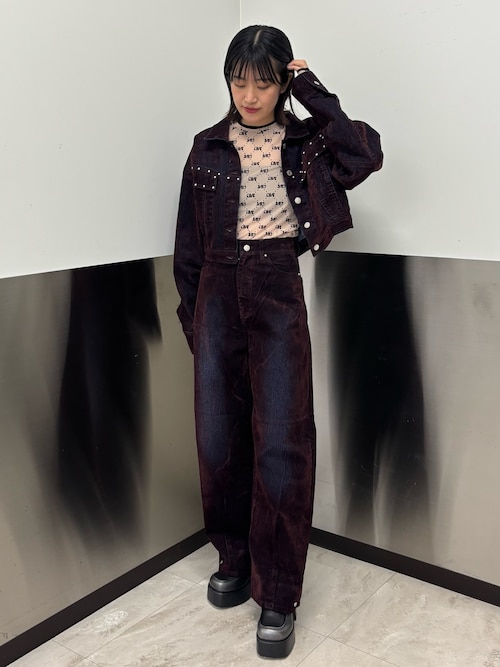 MURUA フロッキーデニムジャケット ボルドー MURUA デニムジャケット g