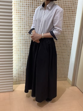 「パープル×黒」｜「アイテム（ビジネスシャツ）」を使った、BRICK HOUSE シャツ工房 福岡伊都イオンモール店さん（レディース・151cm）の秋コーディネート