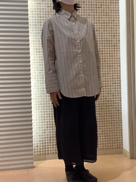 「アイテム（ビジネスシャツ、ブラウン系）」を使った、BRICK HOUSE シャツ工房 福岡伊都イオンモール店さん（レディース・158cm）の夏コーディネート
