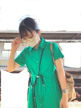 「GUコーデ」｜「アイテム（シャツワンピース）」を使った、みおさん（レディース・163cm）の秋コーディネート