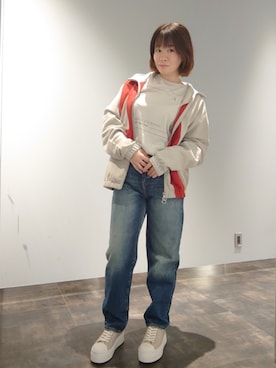 「ARMANI EXCHANGE（アルマーニエクスチェンジ）のアイテム（トップス、グレー系）」を使った、KNKさん（レディース・153cm）の春コーディネート