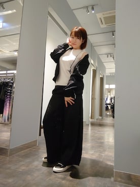 「ニットトップス」｜「アイテム（ブルゾン）」を使った、KNKさん（レディース・153cm）の夏コーディネート