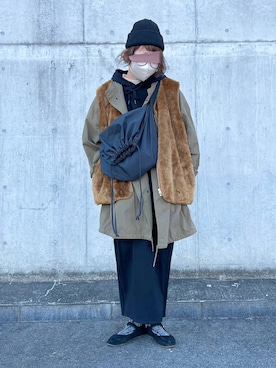 「アイテム（モッズコート）」を使った、にこ。さん（レディース・165cm）の冬コーディネート