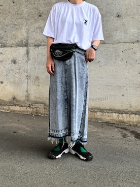 「アイテム（キャップ）」を使った、にこ。さん（レディース・165cm）の夏コーディネート
