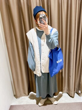 「キルティングベスト」｜「アイテム（ブルゾン）」を使った、にこ。さん（レディース・165cm）の春コーディネート