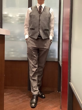 「アイテム（ビジネスシャツ）」を使った、TOKYO SHIRTS おおたかの森店さん（メンズ・177cm）の秋コーディネート