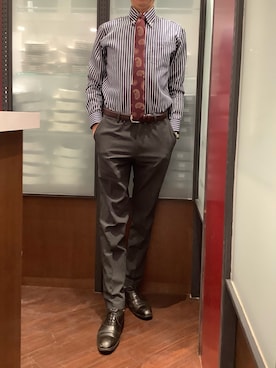 「アイテム（ビジネスシャツ）」を使った、TOKYO SHIRTS おおたかの森店さん（メンズ・177cm）の秋コーディネート