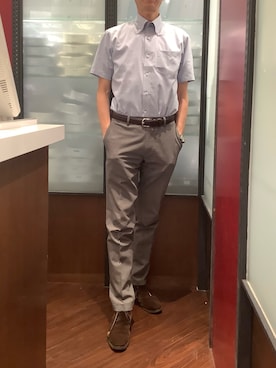 「BRICK HOUSE by TOKYO SHIRT（ブリックハウス）のアイテム（シャツ/ブラウス、ブルー系）」を使った、TOKYO SHIRTS おおたかの森店さん（メンズ・177cm）の夏コーディネート