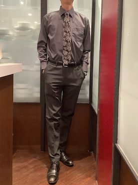 「アイテム（ビジネスシャツ）」を使った、TOKYO SHIRTS おおたかの森店さん（メンズ・177cm）の冬コーディネート