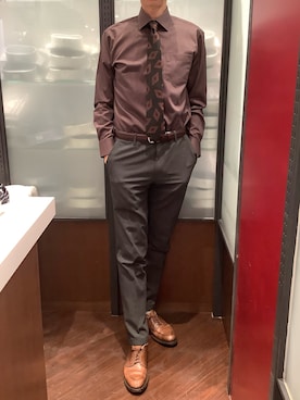 「アイテム（ビジネスシャツ）」を使った、TOKYO SHIRTS おおたかの森店さん（メンズ・177cm）の秋コーディネート