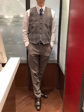 「アイテム（ビジネスシャツ）」を使った、TOKYO SHIRTS おおたかの森店さん（メンズ・177cm）の秋コーディネート