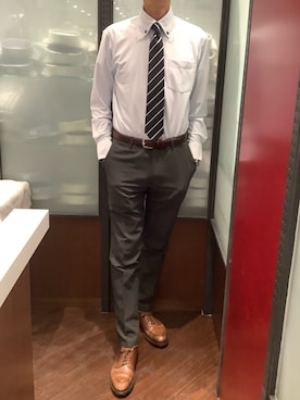 「アイテム（ビジネスシャツ）」を使った、TOKYO SHIRTS おおたかの森店さん（メンズ・177cm）の秋コーディネート