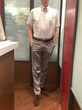 「BRICK HOUSE by TOKYO SHIRT（ブリックハウス）のアイテム（シャツ/ブラウス、ブルー系）」を使った、TOKYO SHIRTS おおたかの森店さん（メンズ・177cm）の夏コーディネート