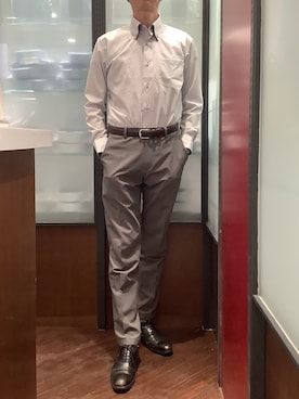 「TOKYO SHIRTS（トウキョウシャツ）のアイテム（ビジネスシャツ）」を使った、TOKYO SHIRTS おおたかの森店さん（メンズ・177cm）の春コーディネート
