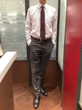 「アイテム（ビジネスシャツ）」を使った、TOKYO SHIRTS おおたかの森店さん（メンズ・177cm）の秋コーディネート