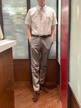 「BRICK HOUSE by TOKYO SHIRT（ブリックハウス）のアイテム（シャツ/ブラウス、ホワイト系）」を使った、TOKYO SHIRTS おおたかの森店さん（メンズ・177cm）の夏コーディネート