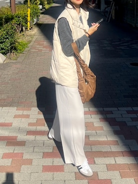 「アイテム（ダウンベスト）」を使った、173noppoさん（レディース・173cm）の秋コーディネート