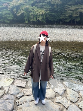 「アイテム（テーラードジャケット）」を使った、173noppoさん（レディース・173cm）の秋コーディネート