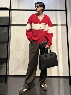 「アイテム（ビジネスバッグ）」を使った、IBUKIさん（メンズ・182cm）の秋コーディネート