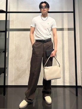 「EMPORIO ARMANI（エンポリオアルマーニ）の【エンポリオ アルマーニ】Tシャツ ストレッチ スーピマコットン製（Tシャツ/カットソー）」を使った、IBUKIさん（メンズ・182cm）の夏コーディネート