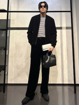 「EMPORIO ARMANI（エンポリオアルマーニ）の【エンポリオ アルマーニ】セーター バージンウールジャカード ツートン刺繍ステッチ（ニット/セーター）」を使った、IBUKIさん（メンズ・182cm）の秋コーディネート