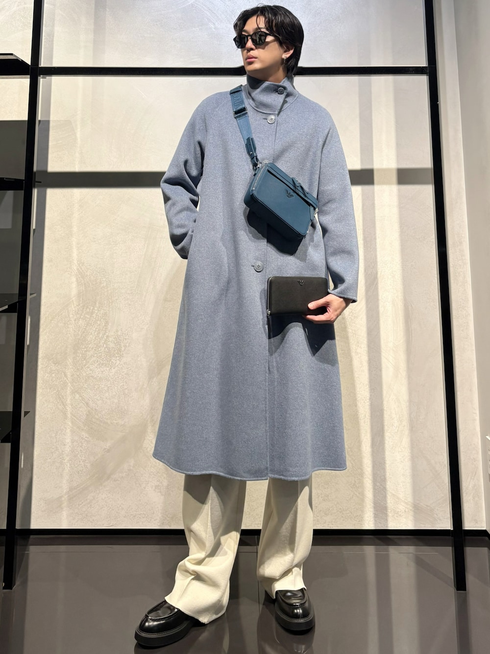 EMPORIO ARMANIのチェスターコートを使ったメンズ人気ファッション