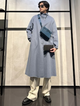「アイテム（チェスターコート）」を使った、IBUKIさん（メンズ・182cm）の秋コーディネート