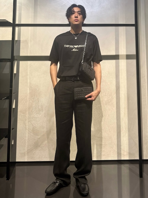 【極美品】エンポリオアルマーニ　サコッシュ　レザー　ブラウン　ゴールド金具 極美品】エンポリオアルマーニ サコッシュ レザー ブラウン