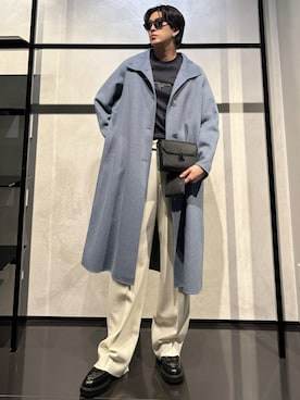 「アイテム（チェスターコート）」を使った、IBUKIさん（メンズ・182cm）の秋コーディネート