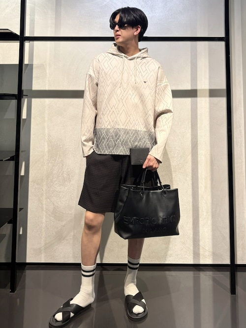 EMPORIO ARMANI☆レザー ショッパートートバッグ♪ エンポリオ アルマーニ】MyEA ショッパー レザー 編み込みロゴ
