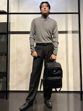 「アイテム（バックパック/リュック）」を使った、IBUKIさん（メンズ・182cm）の冬コーディネート