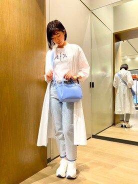 「ARMANI EXCHANGE（アルマーニエクスチェンジ）のアイテム（シャツワンピース）」を使った、TANAYURIさん（レディース・166cm）の冬コーディネート
