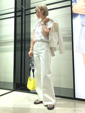「みんなの白Tフェス」｜「アイテム（ジャケット/アウター）」を使った、チさん（レディース・160cm）の夏コーディネート