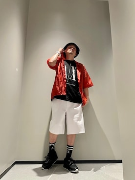 「ARMANI EXCHANGE（アルマーニエクスチェンジ）のアイテム（ハット）」を使った、ONI0415さん（メンズ・178cm）の春コーディネート