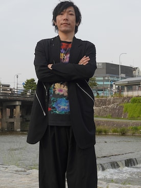 「Yohji Yamamoto（ヨウジヤマモト）のアイテム（ジャケット/アウター）」を使った、Y.Irieさん（メンズ・171cm）の春コーディネート